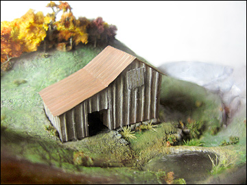west virginia coal camp art landscape scene inside a bottle